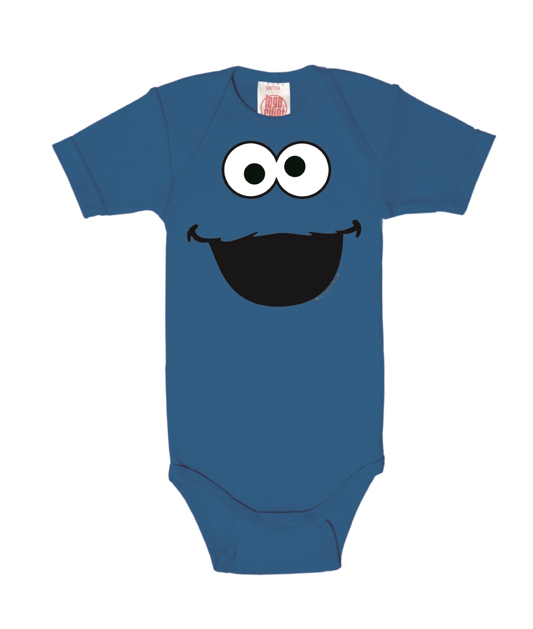 Logoshirt Barrio Sésamo - Monstruo de Las Galletas Cara Pelele para bebé - Body para bebé - Azul - Diseño Original con Licencia