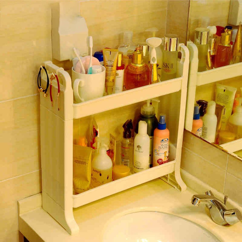 Estantes de baño exquisitos Bastidores de baño, Esquina de Ducha Estante de Almacenamiento de cosméticos Acabado de Escritorio Caja de cosméticos de múltiples Capas Almacenamiento de baño
