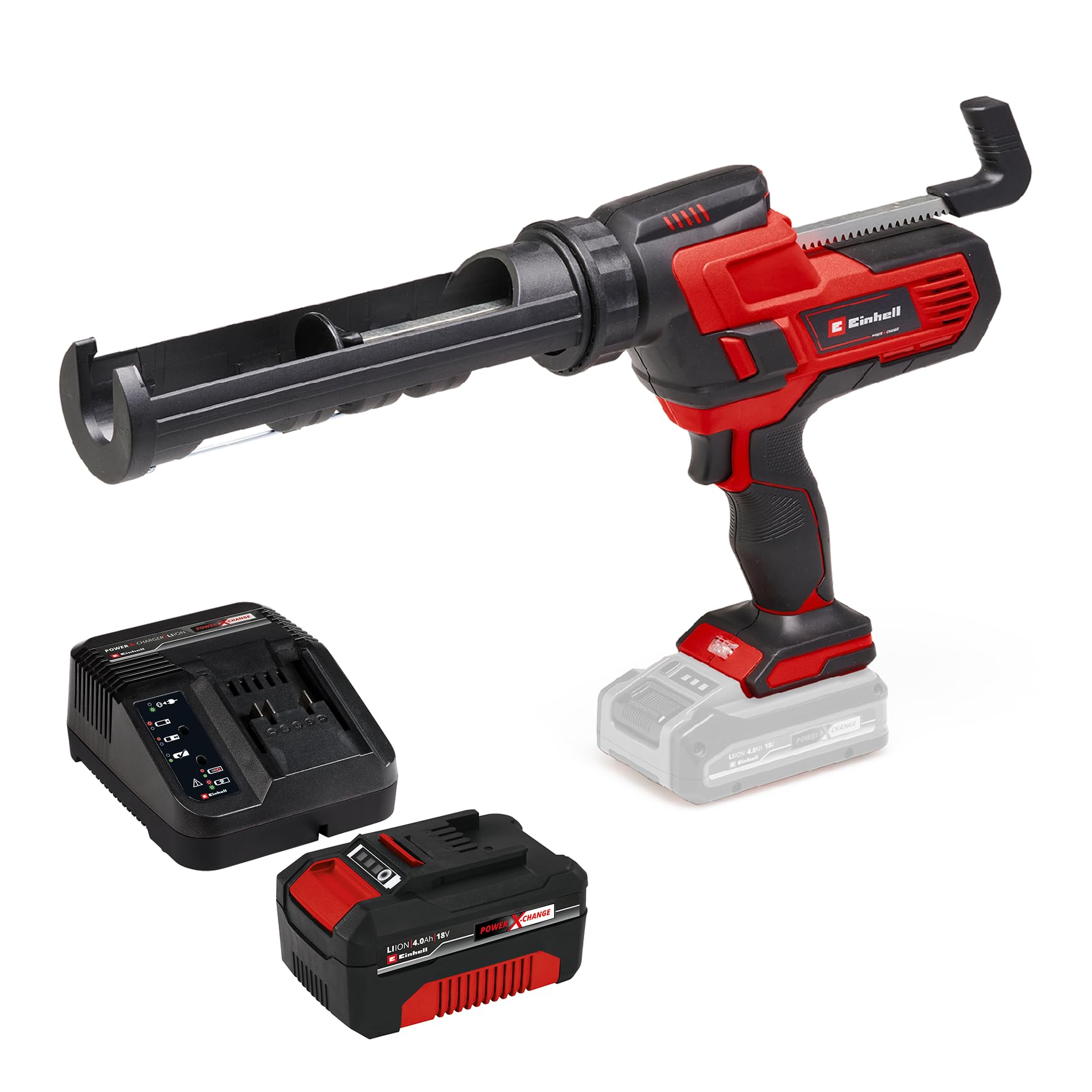 Einhell Akku-Kartuschenpistole TE-SG 18/10 Li Power X-Change (18 V, für 310 ml-Kartuschen, bis zu 2.000 N, einstellbare Drehzahl, inkl. 4,0 Ah Akku und Ladegerät)