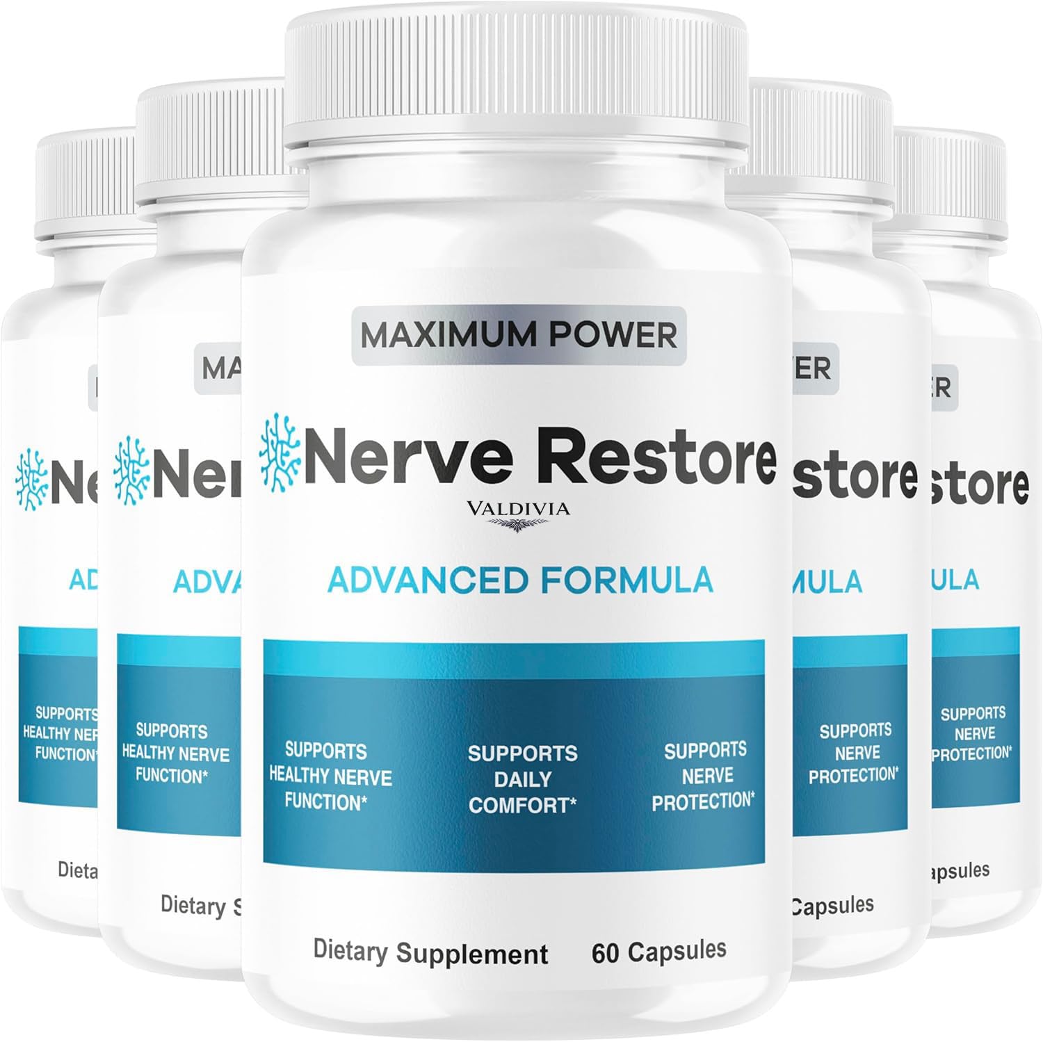 (5 Pack) Nerve Restore - Nerve Restore Advanced Formula Capsules Natural Premium Formula, Daily NerveRestore Support Comfort, Nerve Restored Vitamins Health Wellness, 300 Capsules for 5 Months