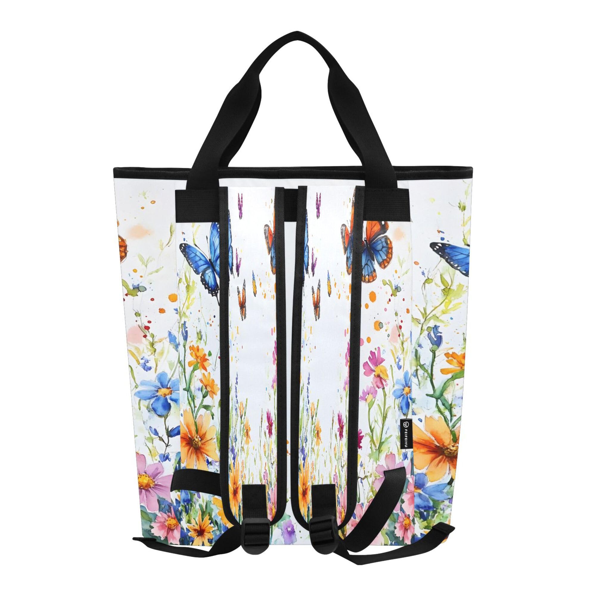 PYBUG Watercolor Wildflowers Reusable Insulated Backpack 36 Cans,Large Leakproof Portable Cooler Tote Organizer for Office Picnic Hiking Beach BBQ