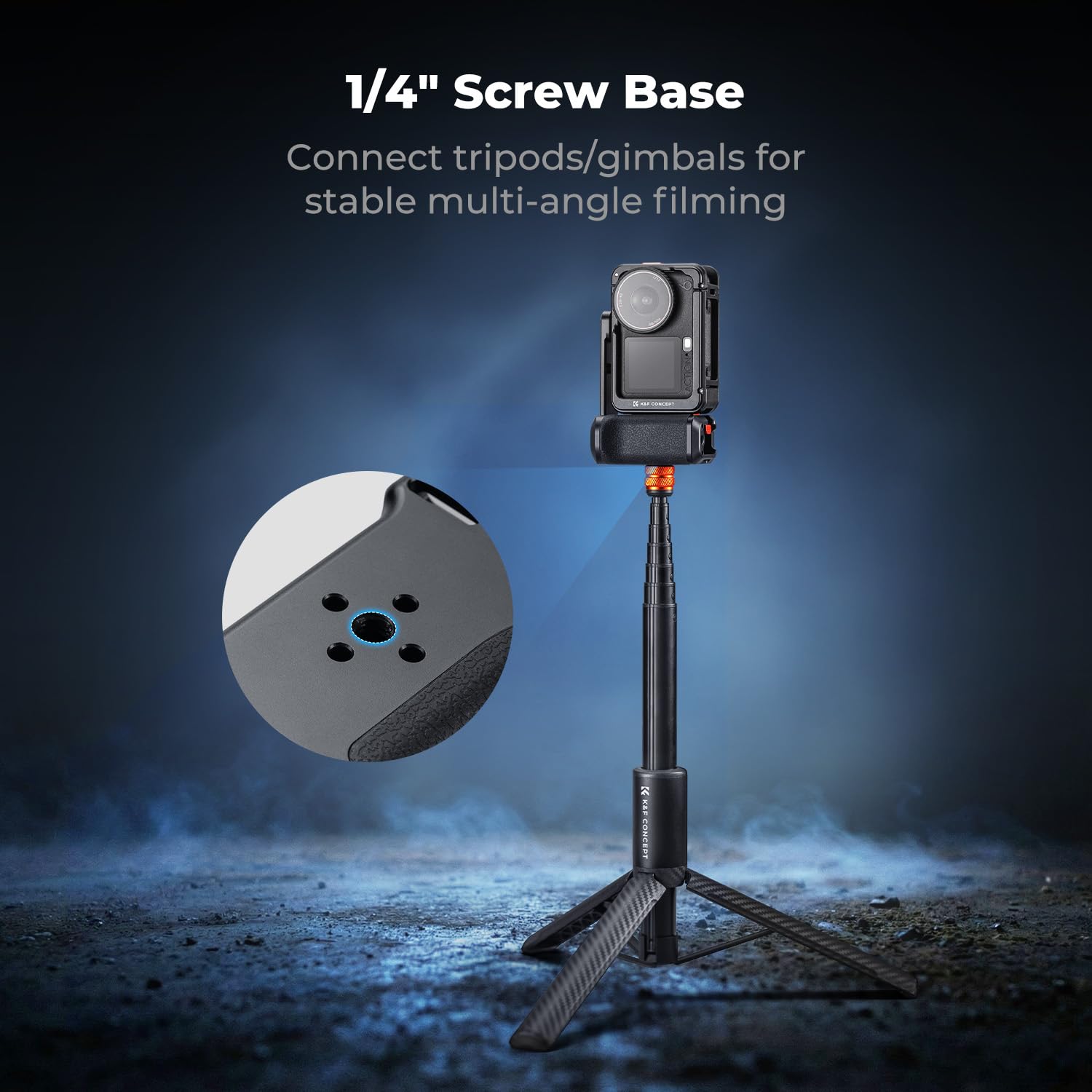 K&F Concept Zestaw metalowych uchwytów ulicznych do DJI Osmo Action 6, uchwyt na aparat z klatką, zimne buty, szybkie zapięcie, przycisk migawki, pasek na nadgarstek