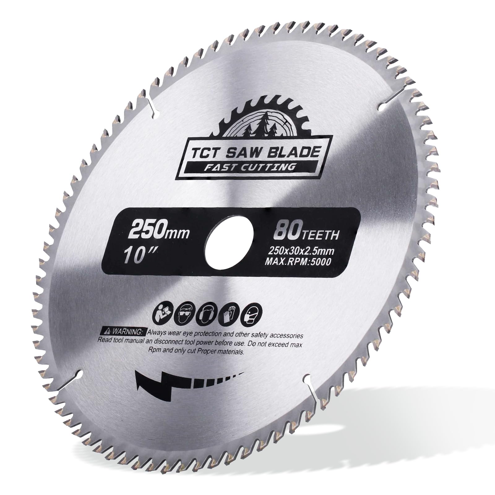 Hoja de sierra circular de 250 x 30 mm, 80 dientes HM para sierra circular manual, sierra circular de mesa, sierra tronzadora para trabajar madera dura, madera blanda, MDF y plástico, anillo