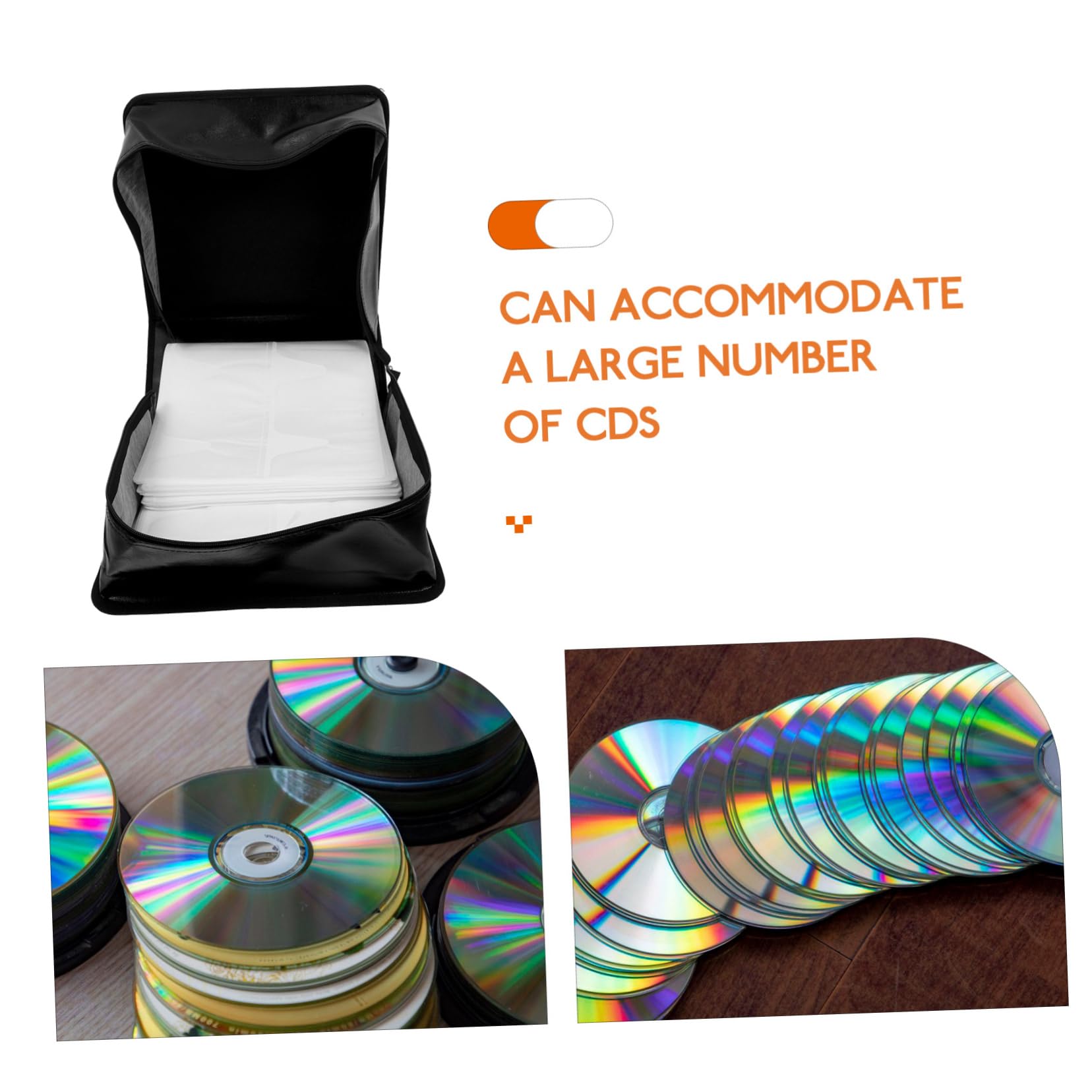 GLEAVI Portaoggetti Per Dvd in Pelle Pu Nero Con Maniglia Organizer Per Cd Da Dischi Custodia Porta Cd Per Auto Casa Ufficio e Viaggi