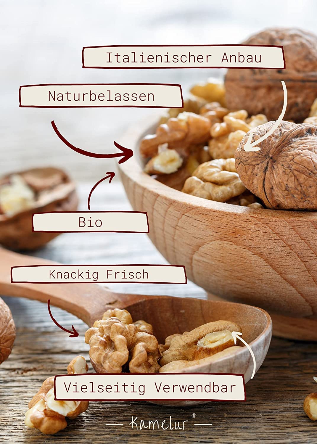 Kamelur 10kg BIO Walnussbruch ohne Zusätze, unbehandelte Walnusskerne aus Italien - Rohe und Naturbelassene Walnüsse aus der Region Kampanien