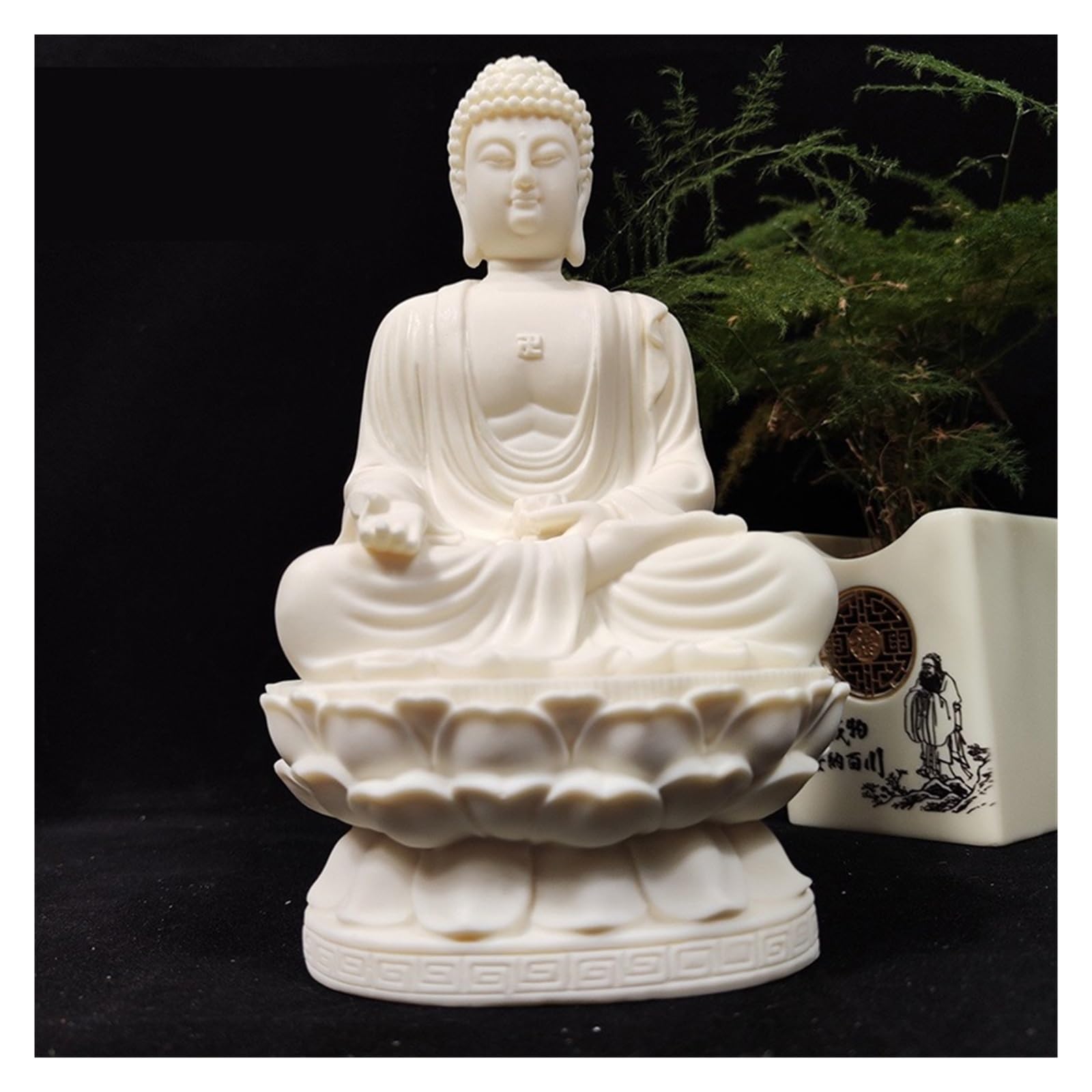 TEESONG Bookshelf Decor Buddha Statue Resin Art Sculpture Chinese Home Room Office Feng Shui Home Decoration