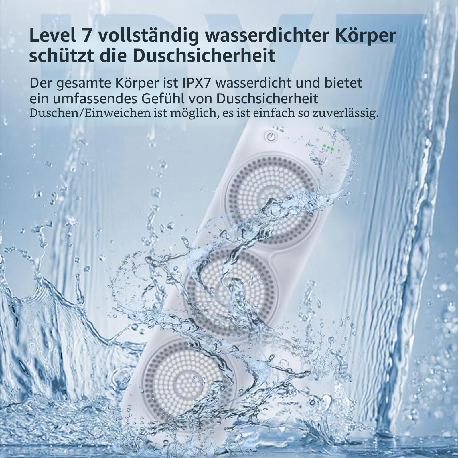 Elektrische Körperbürste, wiederaufladbare Wandbürste, Badebürste mit drei rotierenden Hautbadebürstenköpfen für die Tiefenreinigung, Massage und Peeling-Körperbürste
