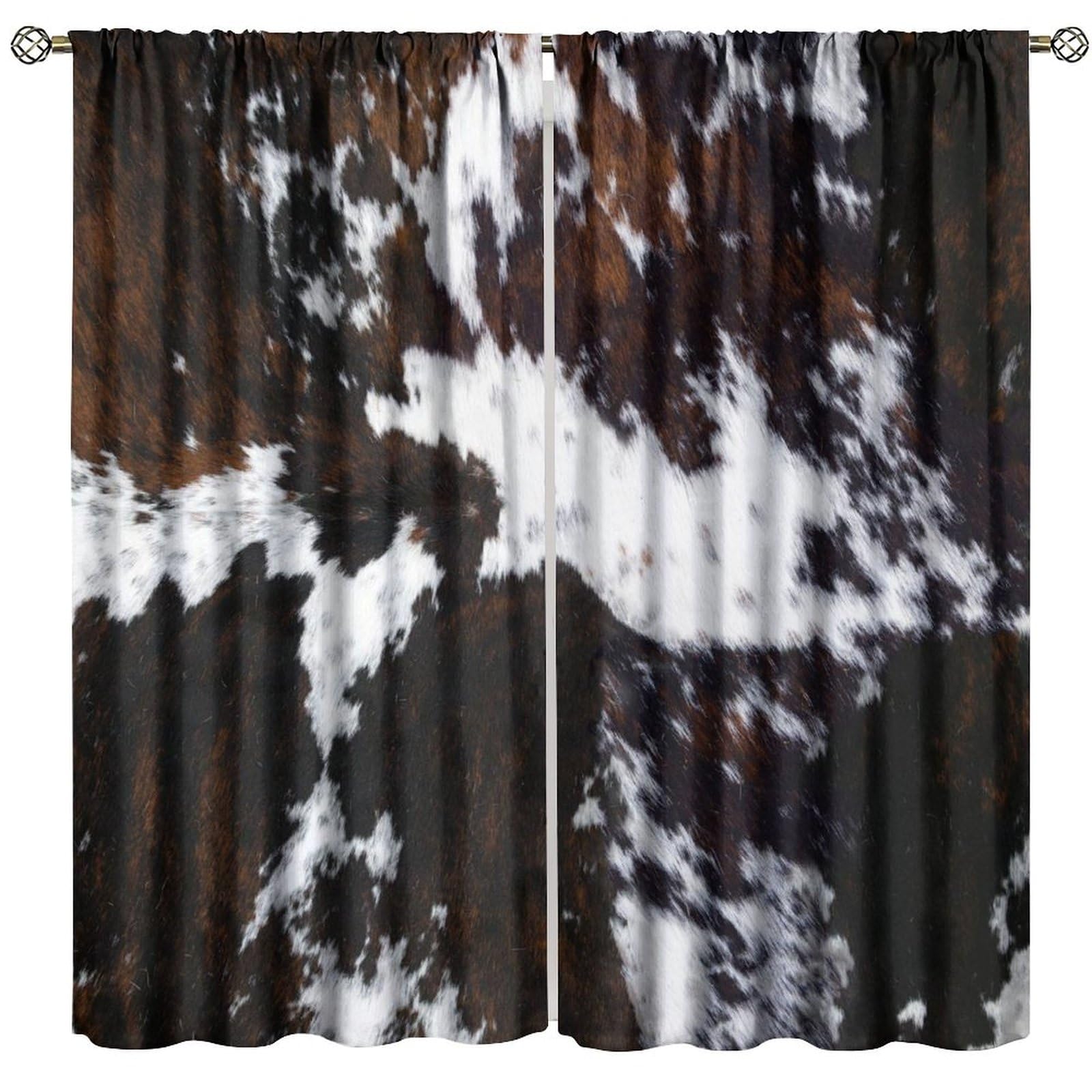 LOMADIA Cow Print Blackout Curtain for Living Room, Animal Black White Cow Window Treatments Western Rustic Farm 2 Panels Rod Pocket Drapes for