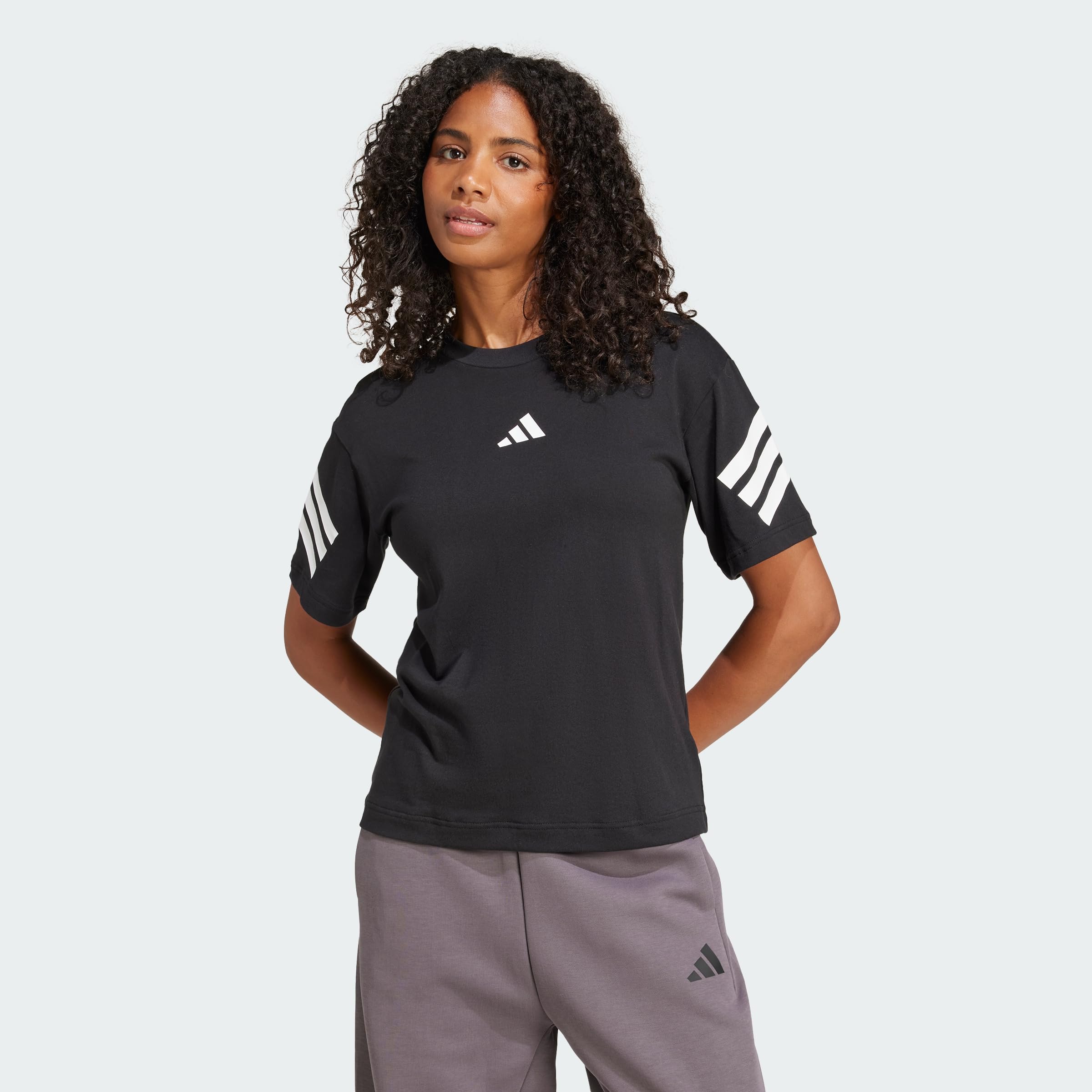 adidas Women's Future Icons Three Stripes T-Shirt, Black, L