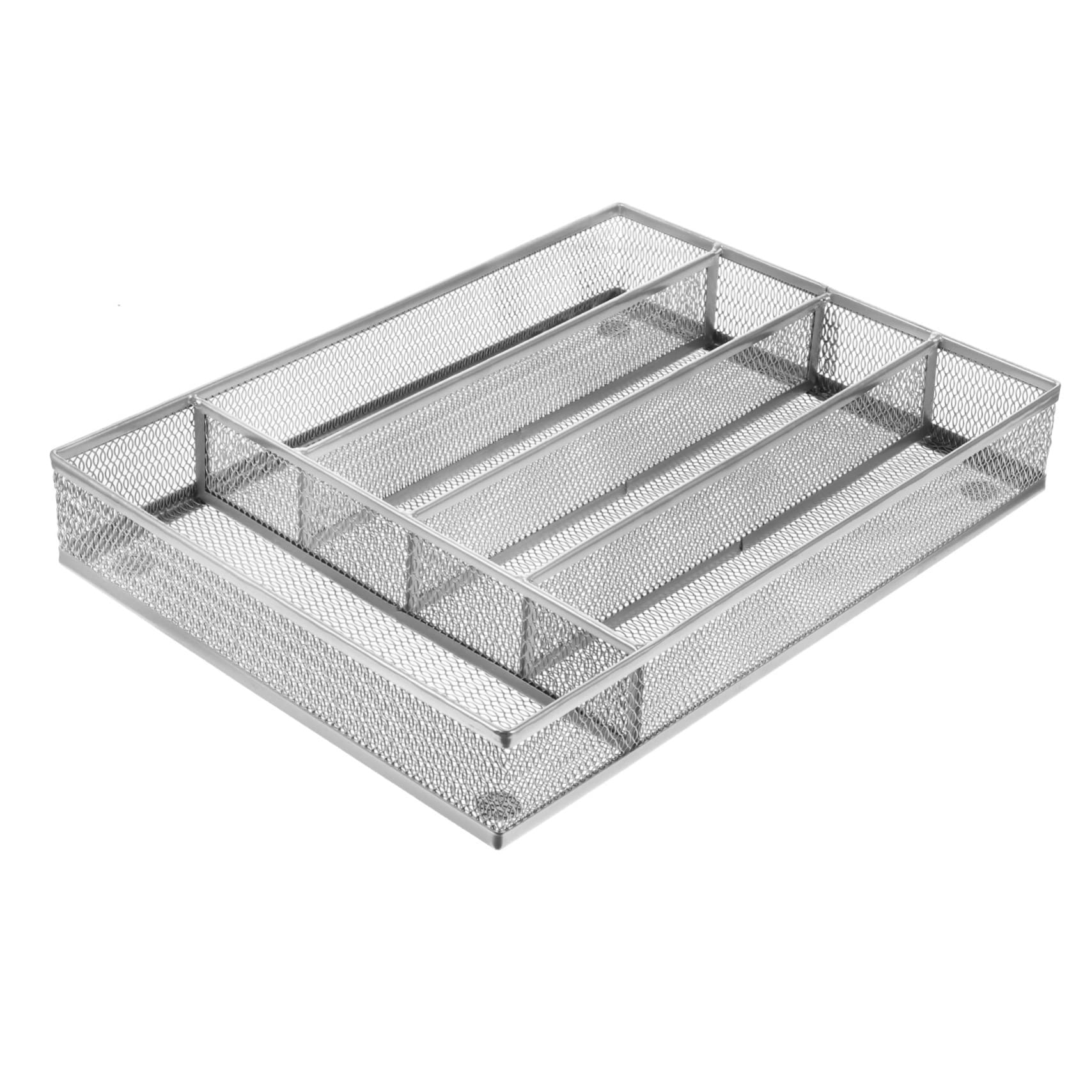 Plata, Organizador de Cajón para Cubiertos de Cocina Acero al Carbono