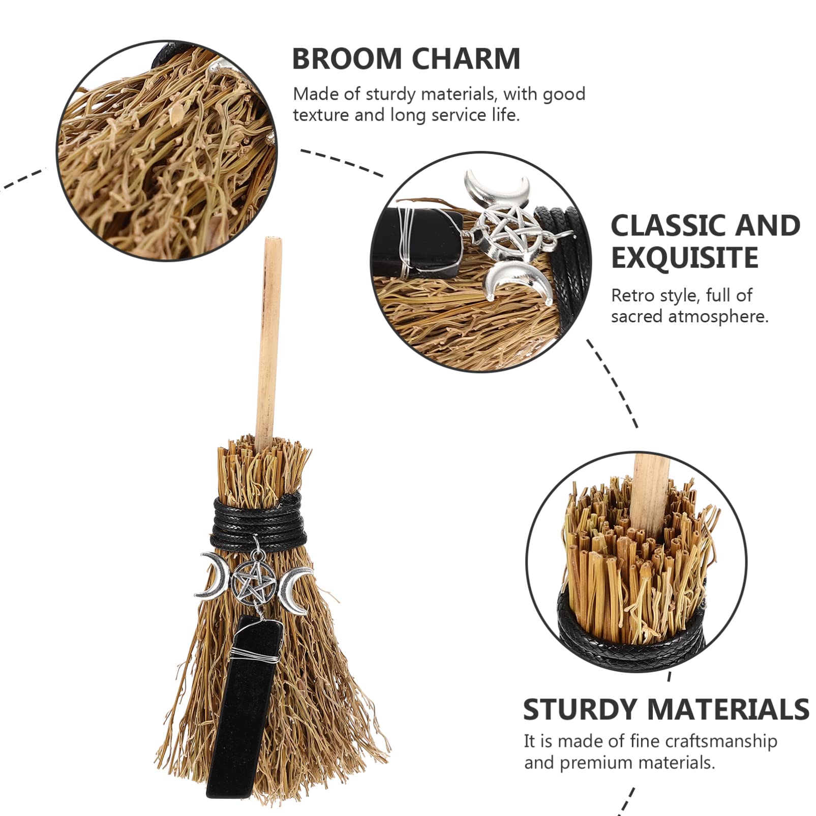 Housoutil Broom Pendant Small Witches Broom Halloween Charm Pendant Kids Broom Props DIY Craft Brooms DIY Charms Pendants Halloween Broom Decor Garden Pendants Doll House Crafts Child Branch