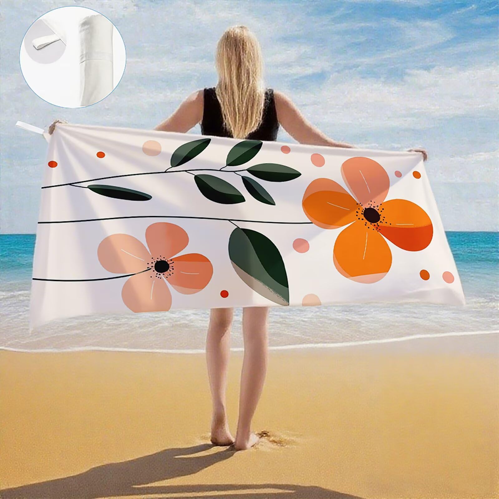 Toallas de Playa Microfibra Flor Toalla Playa Grande 180x90 cm Mujer Hombre Secado Rápido Absorbente Toallas Gimnasio Suave Sin Arena Ligera Toalla Microfibra para Playas Piscina Viajes Camping Q-207
