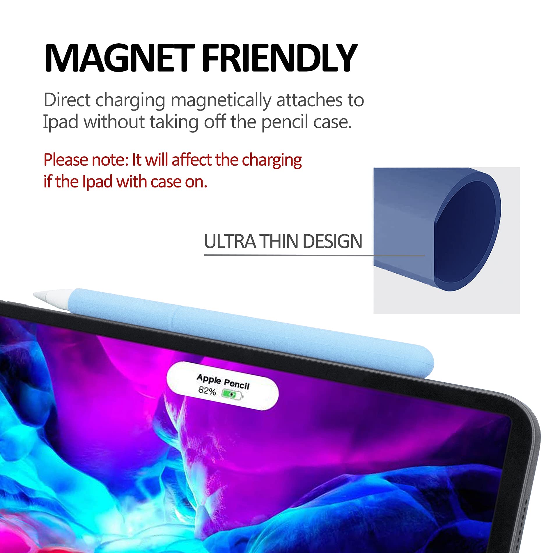 KELIFANG Silikon-Schutzhülle für Apple Pencil Pro 2024 & Apple Pencil 2. Generation, Schutzhülle für Griff und Spitzenkappe, Zubehör, kompatibel mit iPad Pro 11 12,9 13 Zoll, Himmelblau