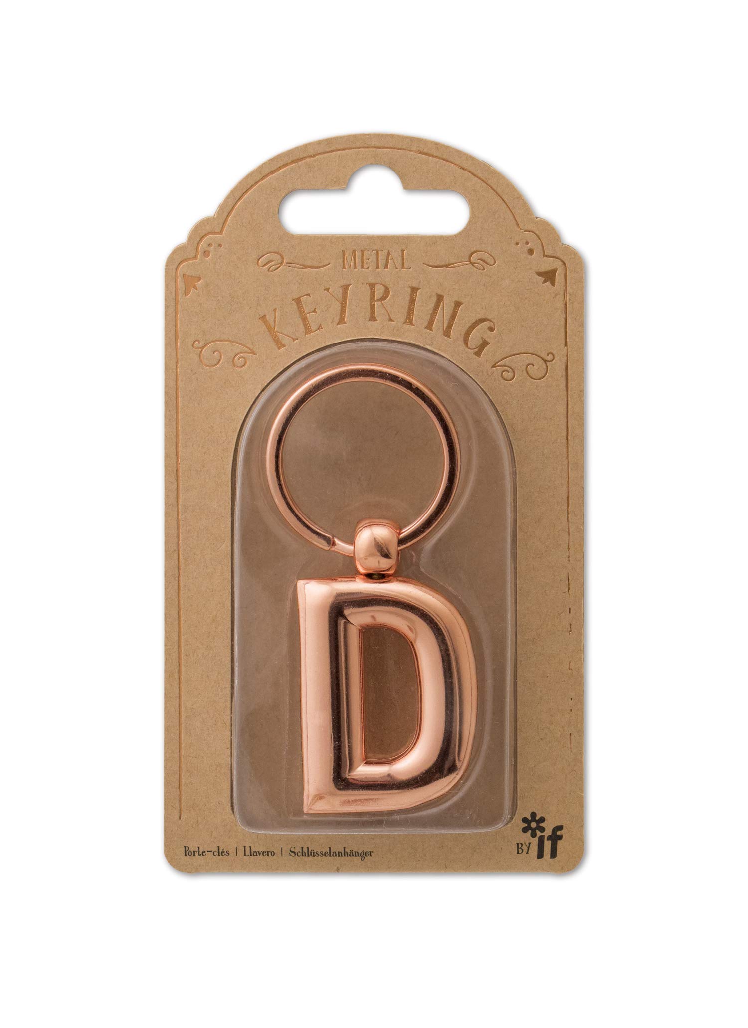 IF Metal Letter Keyring Personalised Alphabet Letters - Rose Gold - D