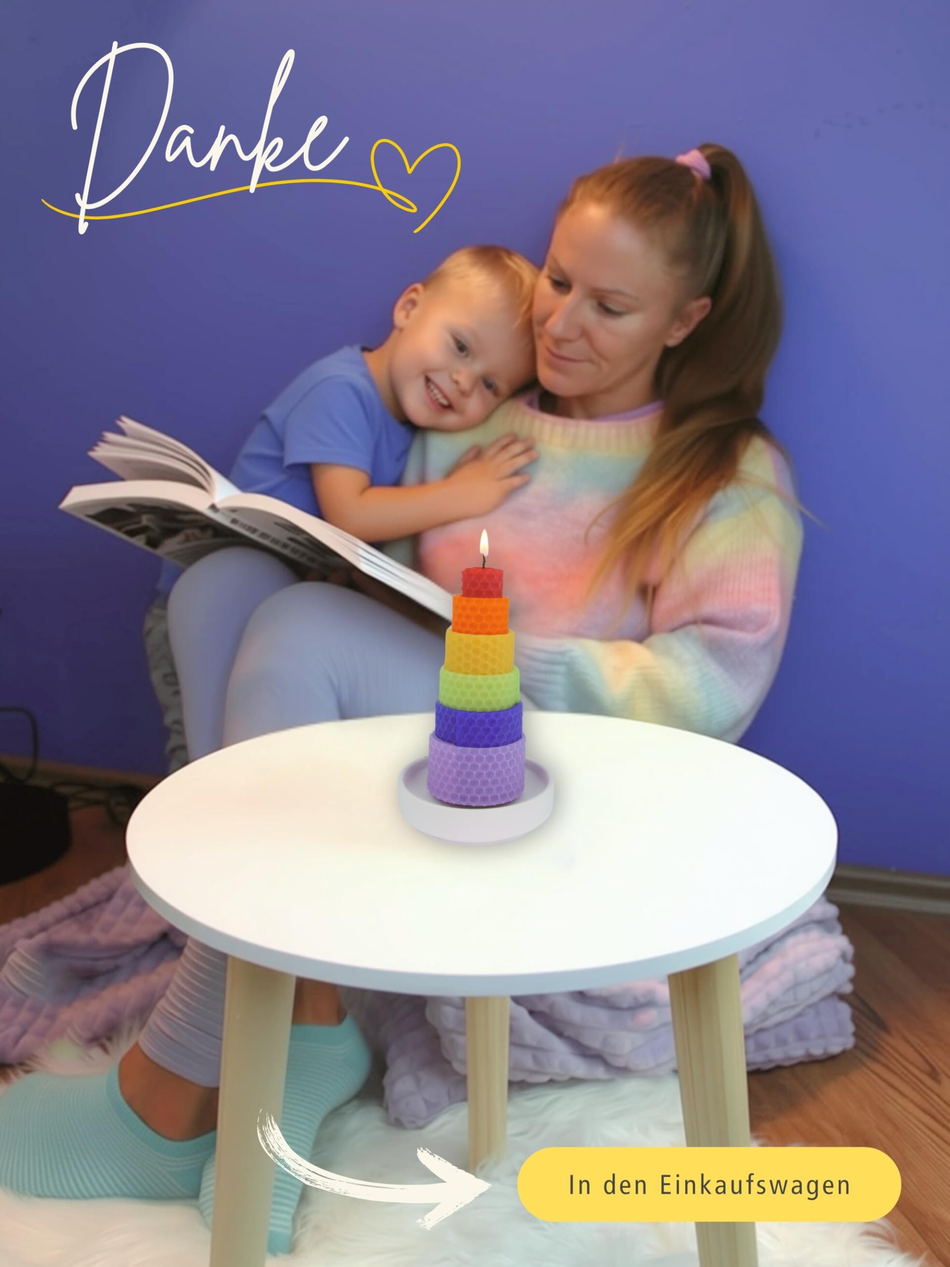 Wachsmann Kerzen Bastelset „Rainbow“, 100% Bienenwachs aus Deutschland – 18 farbige Wachsplatten (20 x 15 cm) mit Hanfdochten – Kerzen selber machen Set für Kinder & Erwachsene, DIY Bienenwachskerzen