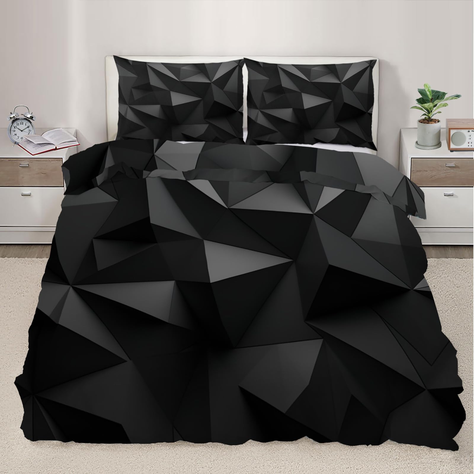 Linge de lit Super King abstrait 3D haute respirabilité avec 2 taies