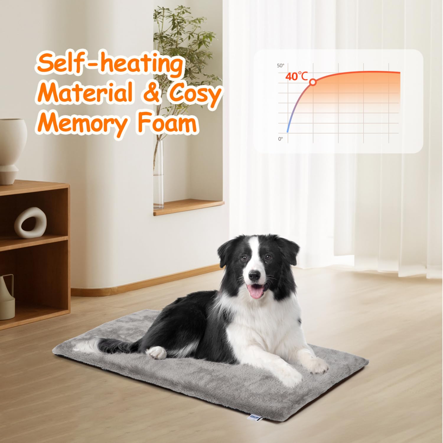 Nobleza Colchonetas Térmica para Perros Grandes Juego de 2 Piezas, Alfombrilla Autocalentable para Camas para Mascotas, Colchon Grueso de Espuma Viscoelástica, 91x58x4 CM