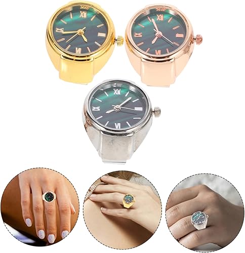 Miniatura 6 de 3 relojes de anillo redondo, mini relojes decorativos con números romanos, diseño ligero único para mujeres, regalo para cumpleaños y ocasiones