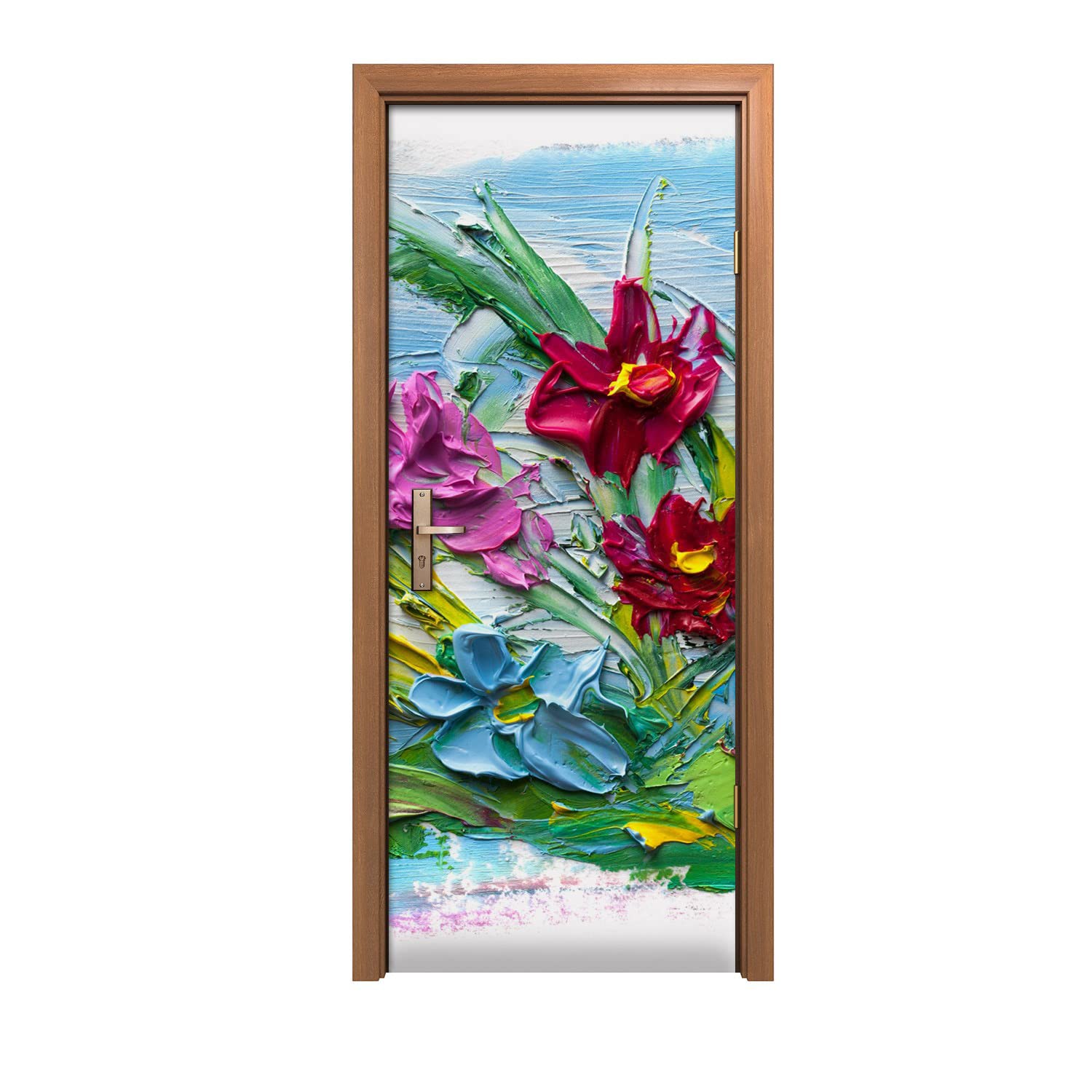 Autocollant de porte 90x200cm décoration murale fleurie pour rénovation intérieure
