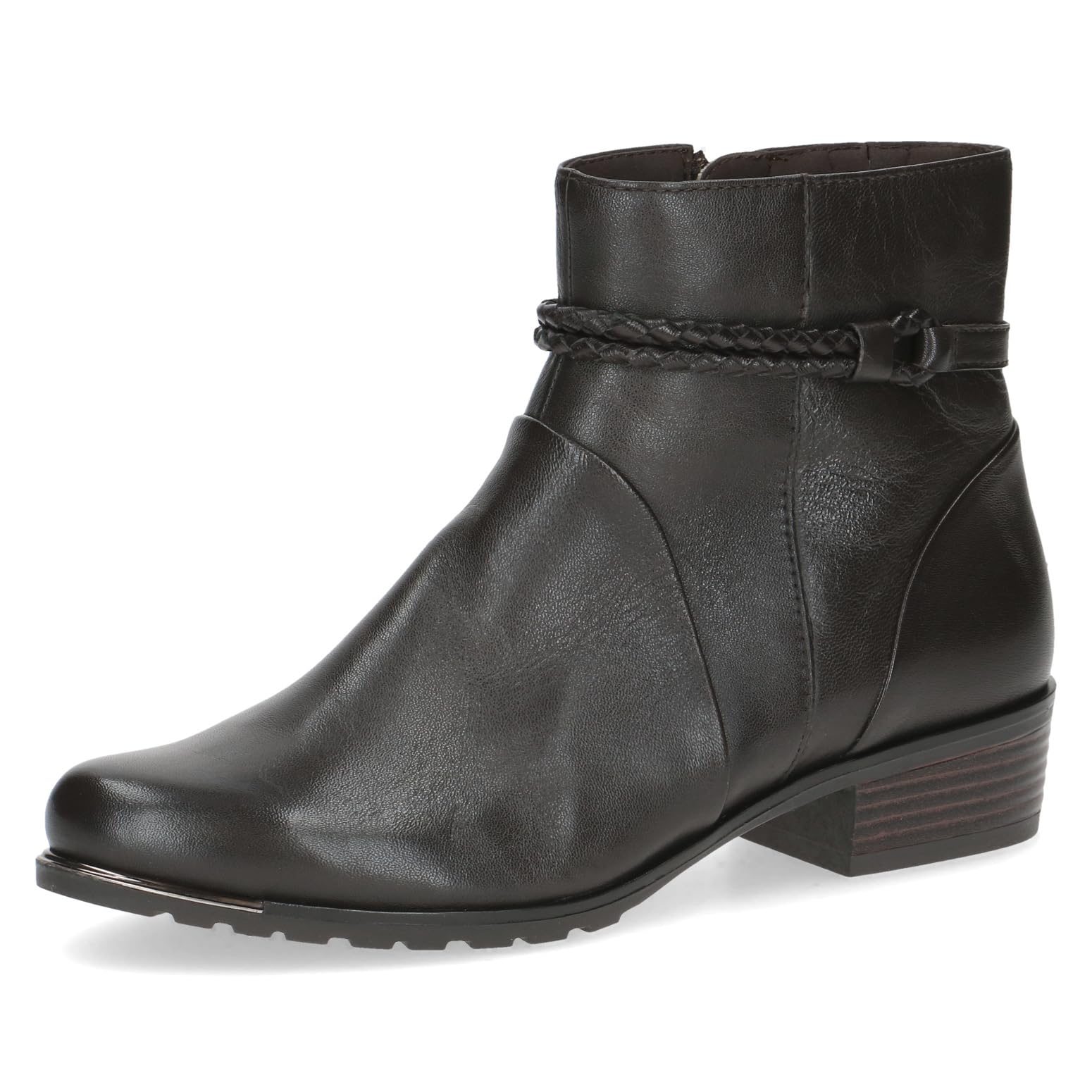 CAPRICE Women's leather ankle boots small heel, Brown (Dk Brown Nappa), 4.5 UK