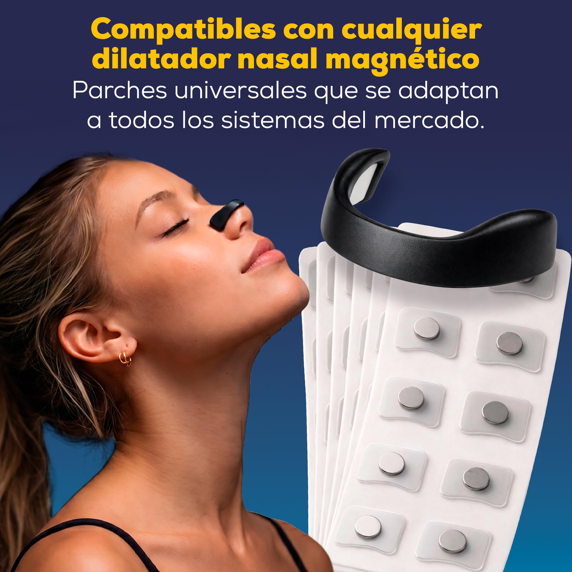 Tiras Nasales Magnéticas Recambios – 60 Adhesivos Transparentes Hipoalergénicos para 30 Días – Parches Antironquidos Compatibles con Tira Nasal Magnética, Respiración Nasal Mejorada - HerboAhorro ®