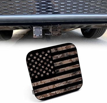 2" Receiver Hitch Cover American Flag, Grunge USA Flag Desert Camouflage Sturdy Rubber Hitch Covers Towing Receiver Hitch Plug Cover Truck Trailer Hitch Accessories for Men Women