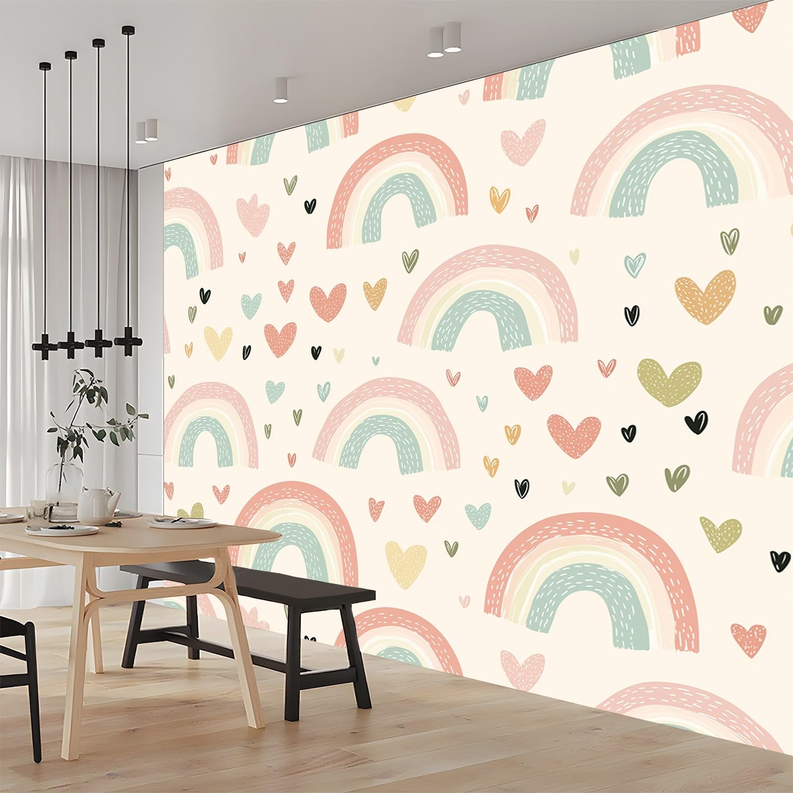 Panoramiquemignon tapeta kolorowe serce kreskówki 250 x 175 cm (szer. x wys.) ogromny plakat ścienny niestandardowy 3D do salonu dekoracja ścienna do pokoju dziecięcego nowoczesna dekoracja ścienna z
