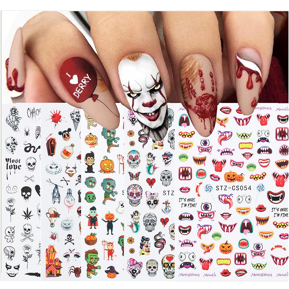 Amazon.co.jp: 5枚 ハロウィン ネイルステッカー スカル ゾンビ ネイル