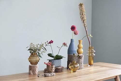 Miniatura 6 de Bloomingville Maceta de gres con diseño facial y esmalte reactivo, marrón mate