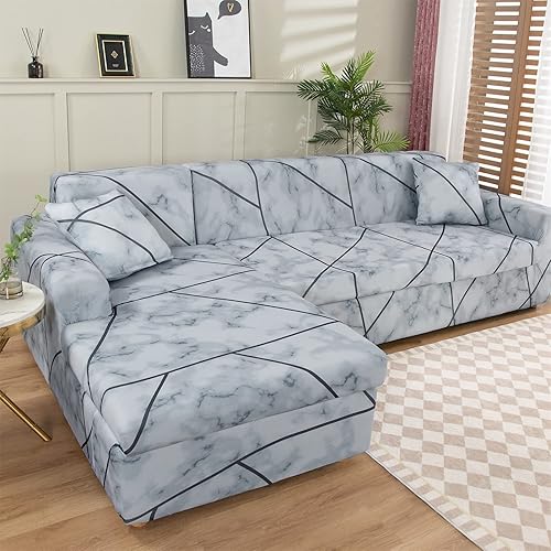 Vista 93 de MIFXIN Funda de sofá seccional de 2 piezas elásticas de 3 asientos en forma de L, fundas elásticas para sofá seccional, protector de muebles