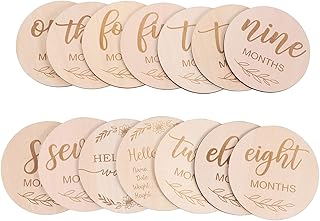 PATKAW Wooden Growth Milestone, 1 Set, 10X10X0. 3cm, Baby Growth Commemorative Cards, Baby Milestone, Baby Monthly Milestone, Baby Milestone Blocks, Monthly Baby Milestone, Milestone Cards