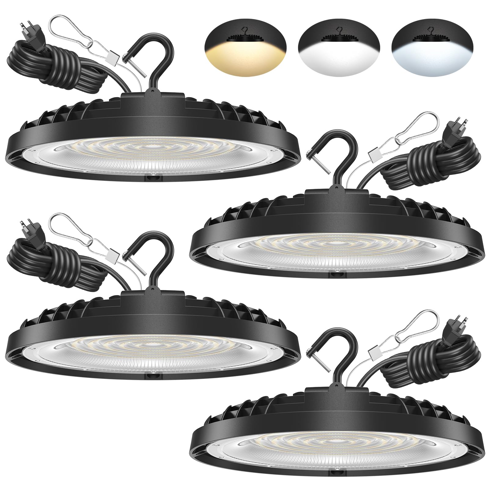 240W UFO LED High Bay Light Adjustable Wattage 240W 200W 150W 3-Color Temperature 6500K 5000K 3500K 36 000LM