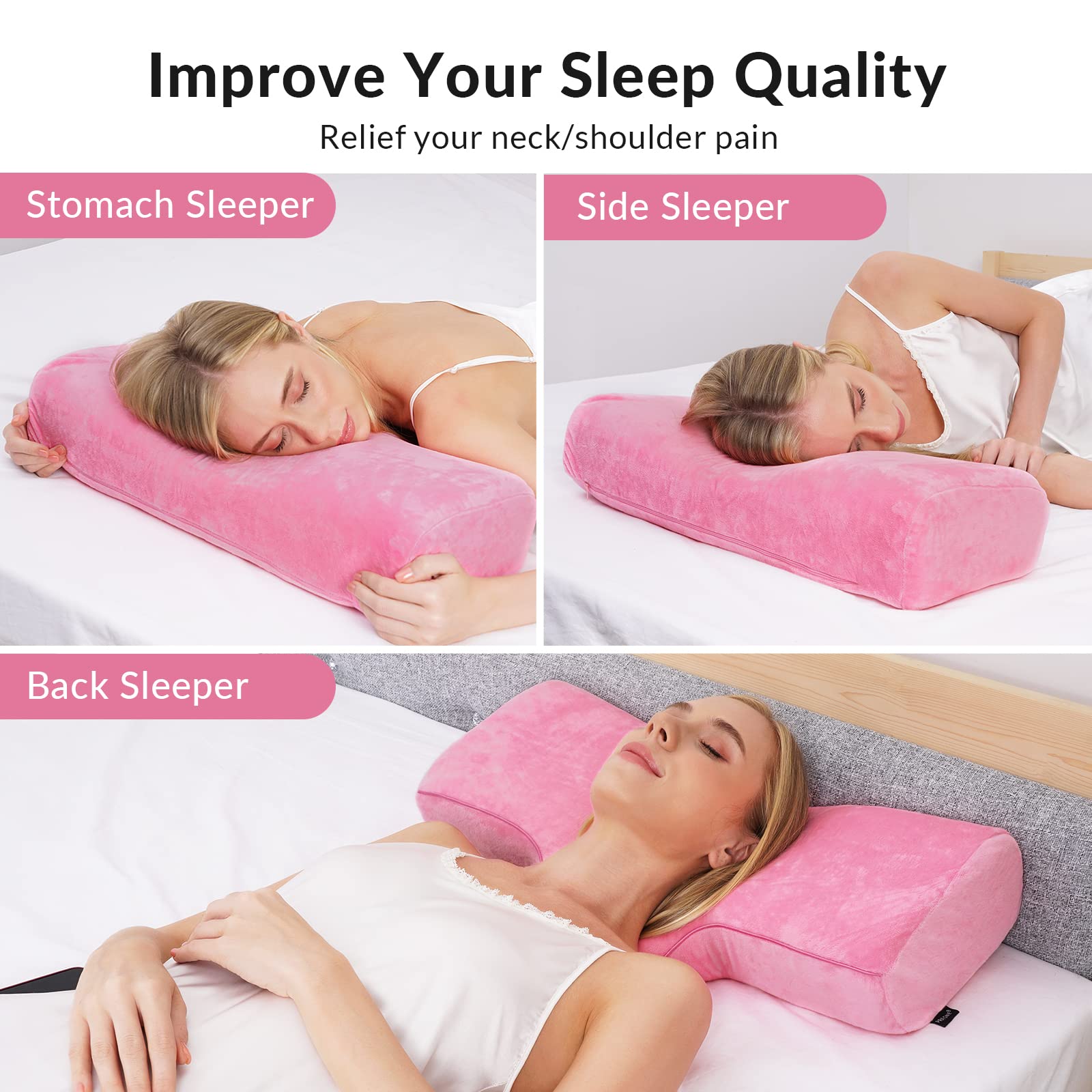 Sonew U-förmiges Wimpernkissen Aus Memory Foam – Abnehmbarer Bezug, Für Siesta & Stressabbau (Rosa)