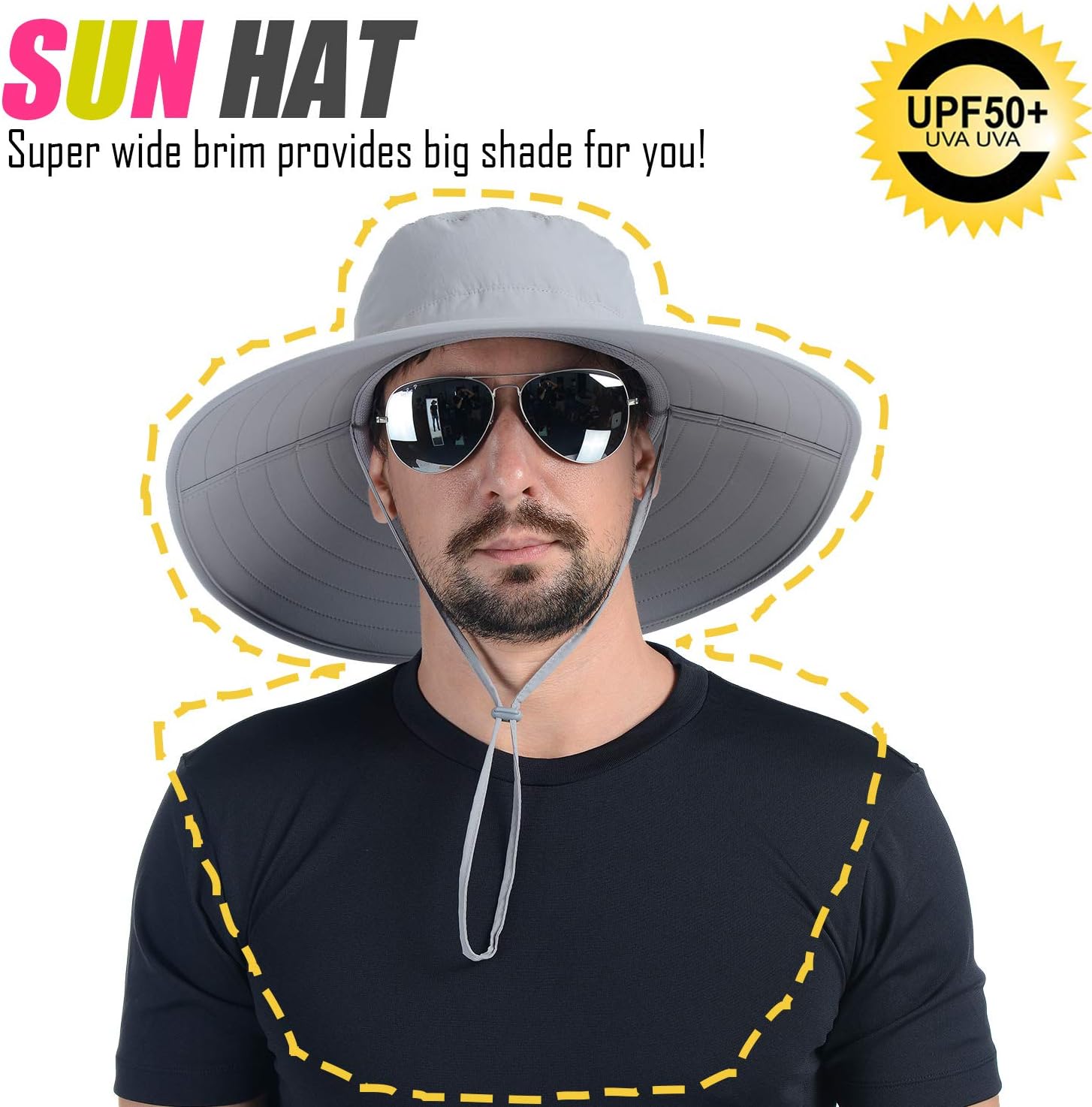 USHAKE Foldable Super Wide Brim Fishing Hat Bucket Safari Hat, UPF 50+ Sun Hat - Image 2