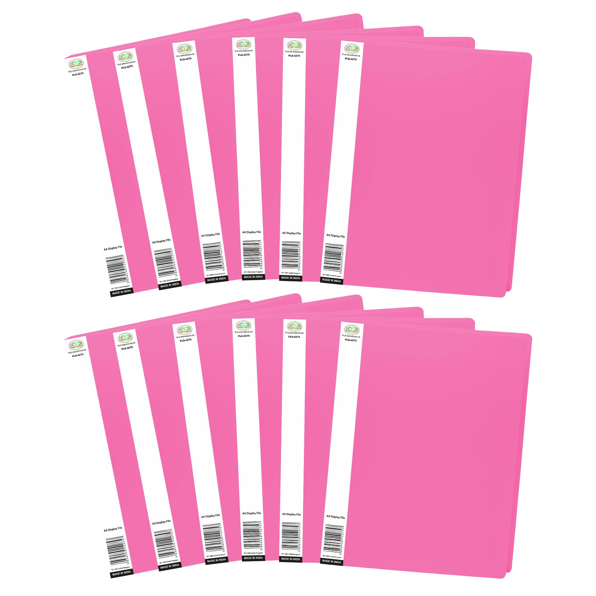12 Pink A4 Presentation Display Books – 20 Copy-Safe Pockets, 40 Viewing Pages Each, Durable Project Folder with Plastic Sleeves for Documents, Reports, Certificates, Artwork & School Projects