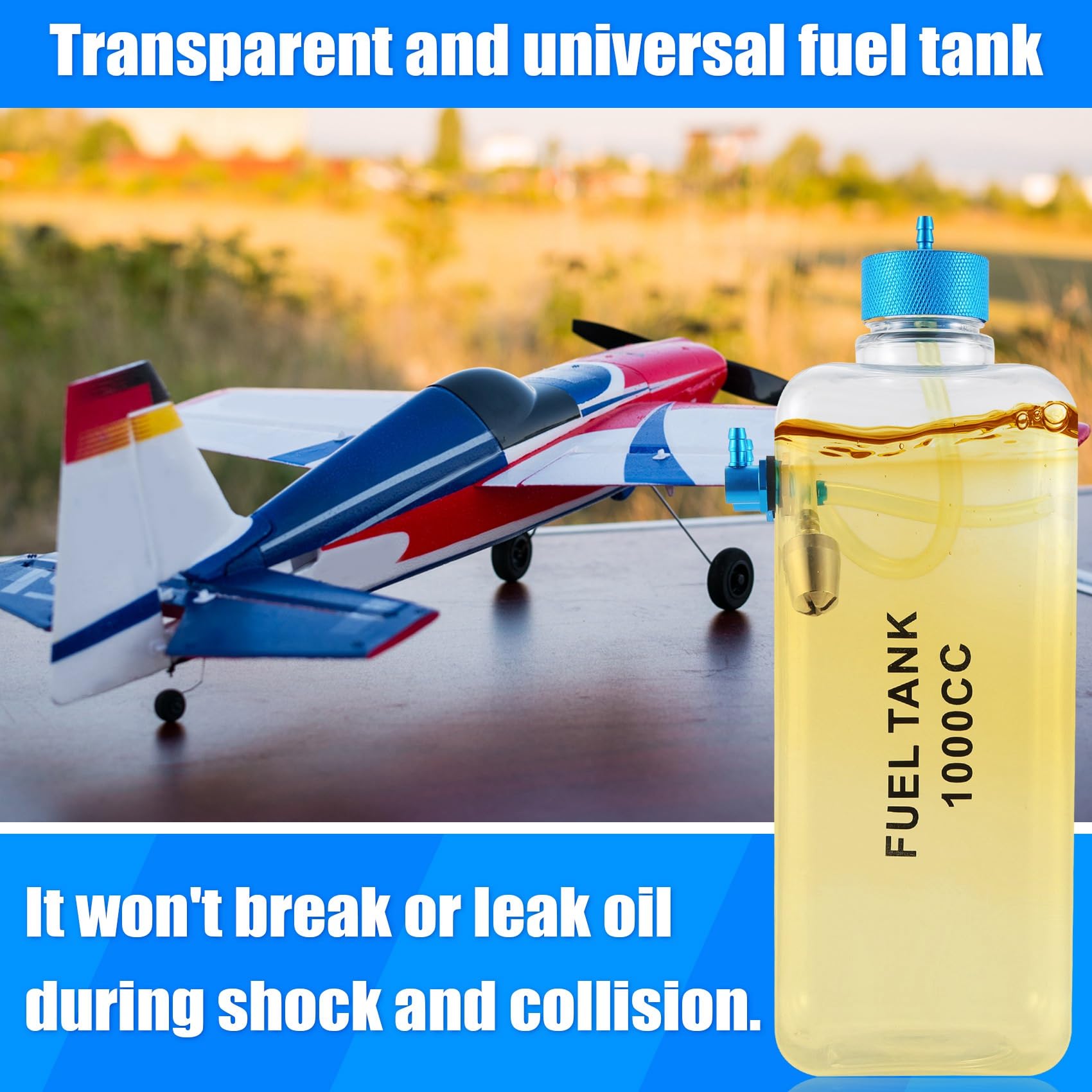 Kraftstofftank Benzin Transparente Plastikflasche 1000CC CNC für RC Gas und Nitro Flugzeug