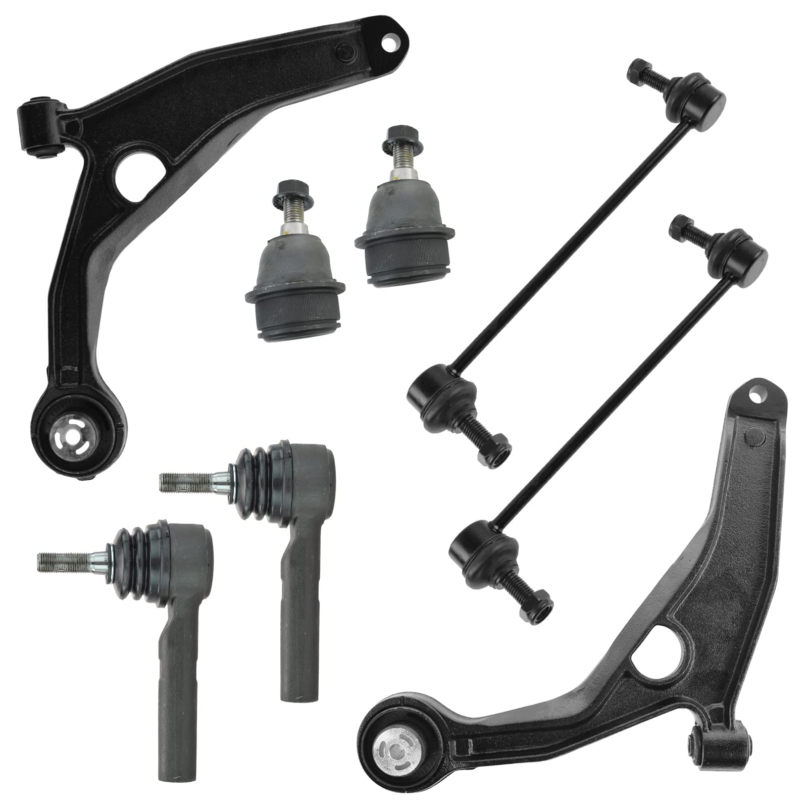 TRQ Front Steering & Suspension Kit Ball Joint Control Arm Sway Bar Stabilizer Link Tie Rod Compatible with 2009-2020 Dodge Journey