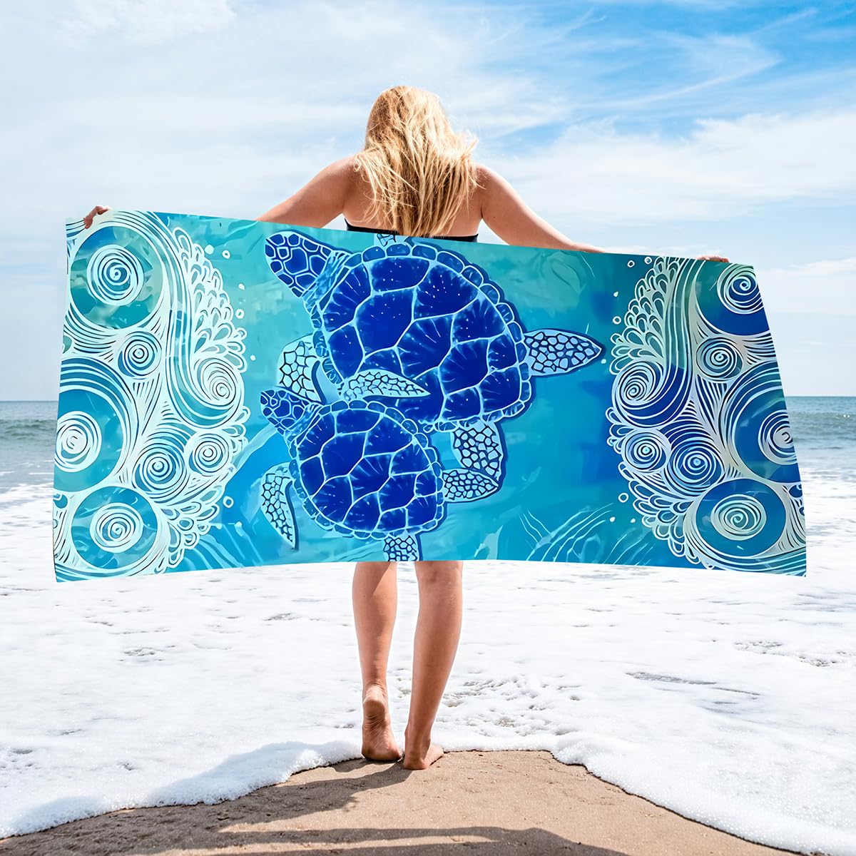 Kiuiom Duży ręcznik plażowy, koc plażowy, lekki i szybkoschnący, 180 x 80 cm