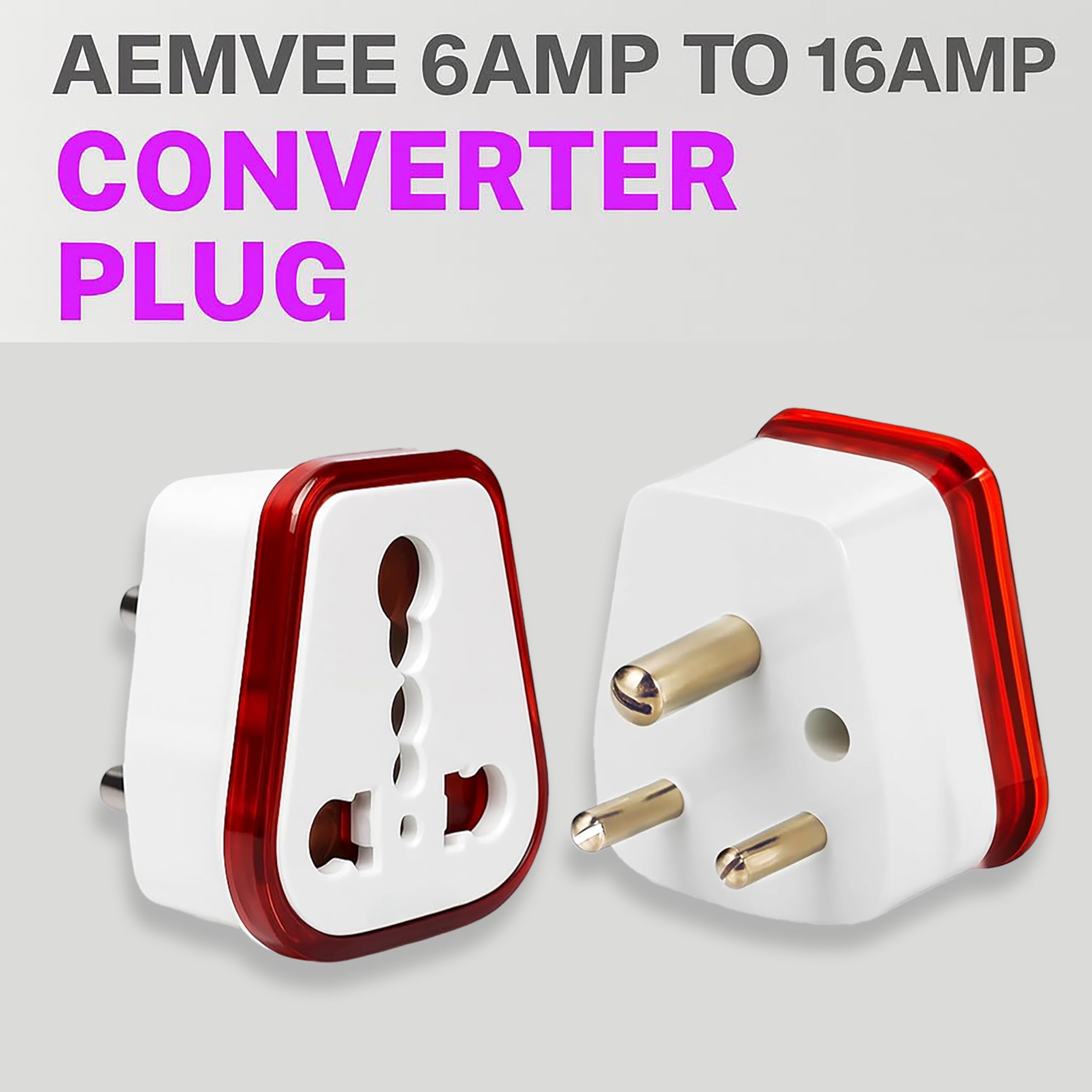 16amp Converter Plug for India (Pack of 1) 6ampere to 16ampere 3-Pin International Socket for Big Size 16 A Plug Top (Use 16amp Devices in 6amp Socket) for Geysers A/C Microwave Refrigrator — Amazon image 2