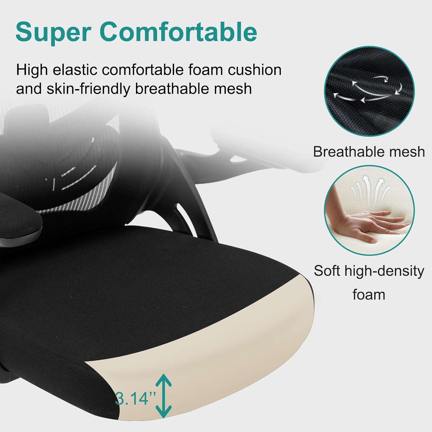 Office Chair, Ergonomic Desk Chair with Adjustable Lumbar Support Breathable Mesh Computer Chair with Flip-up Armrests, Comfy Mid Back Rolling Swivel Executive Chair for Home Office, Black - Image 5