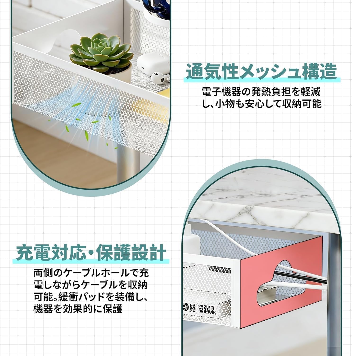 Amazon.co.jp: NODIBRO テーブル下収納ラック 360度回転式 デスク下