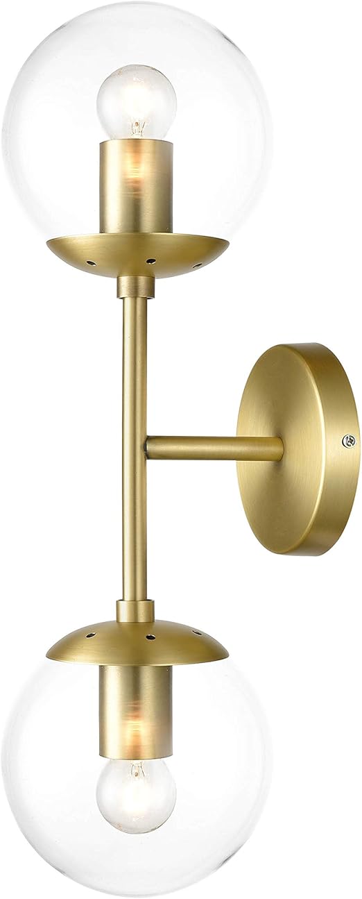 Light Society Brushed Brass and Clear Glass Zeno 2Light Globe Wall