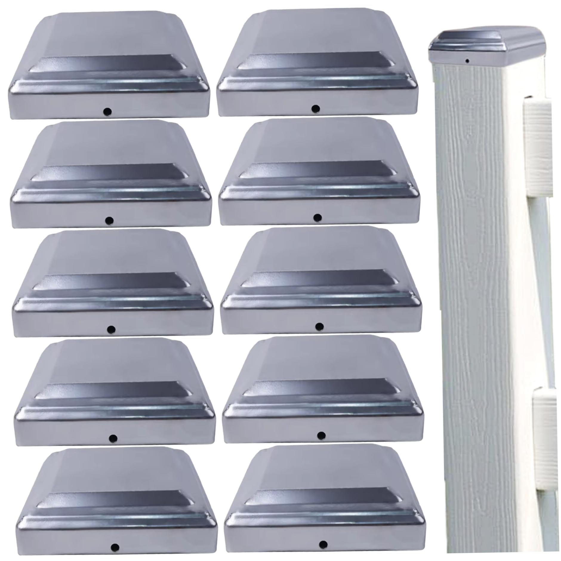 Metal Post Caps, 10Pcs 3x3 Inch Square Thickened Fence Caps - Easy Install Fence Topper for Garden and Outdoor - Post