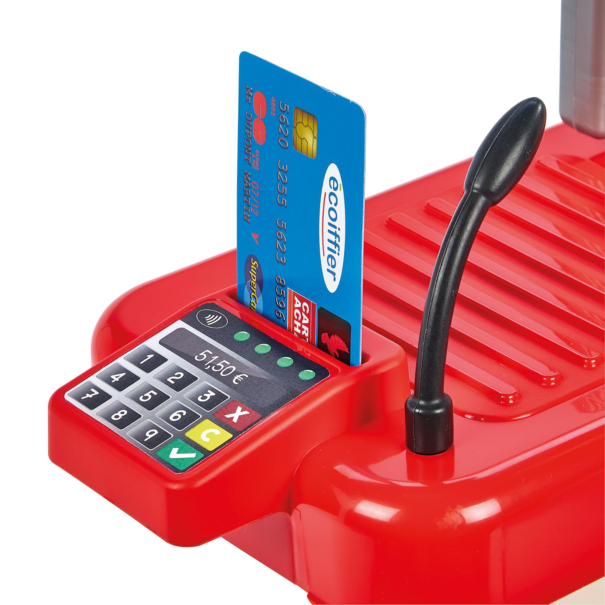 Ecoiffier 100por ciento Chef supermercado con Carrito, mostrador con Productos, TPV, báscula, micrófono y Accesorios, Juego de imitación Desde 18 Meses (7900001676)