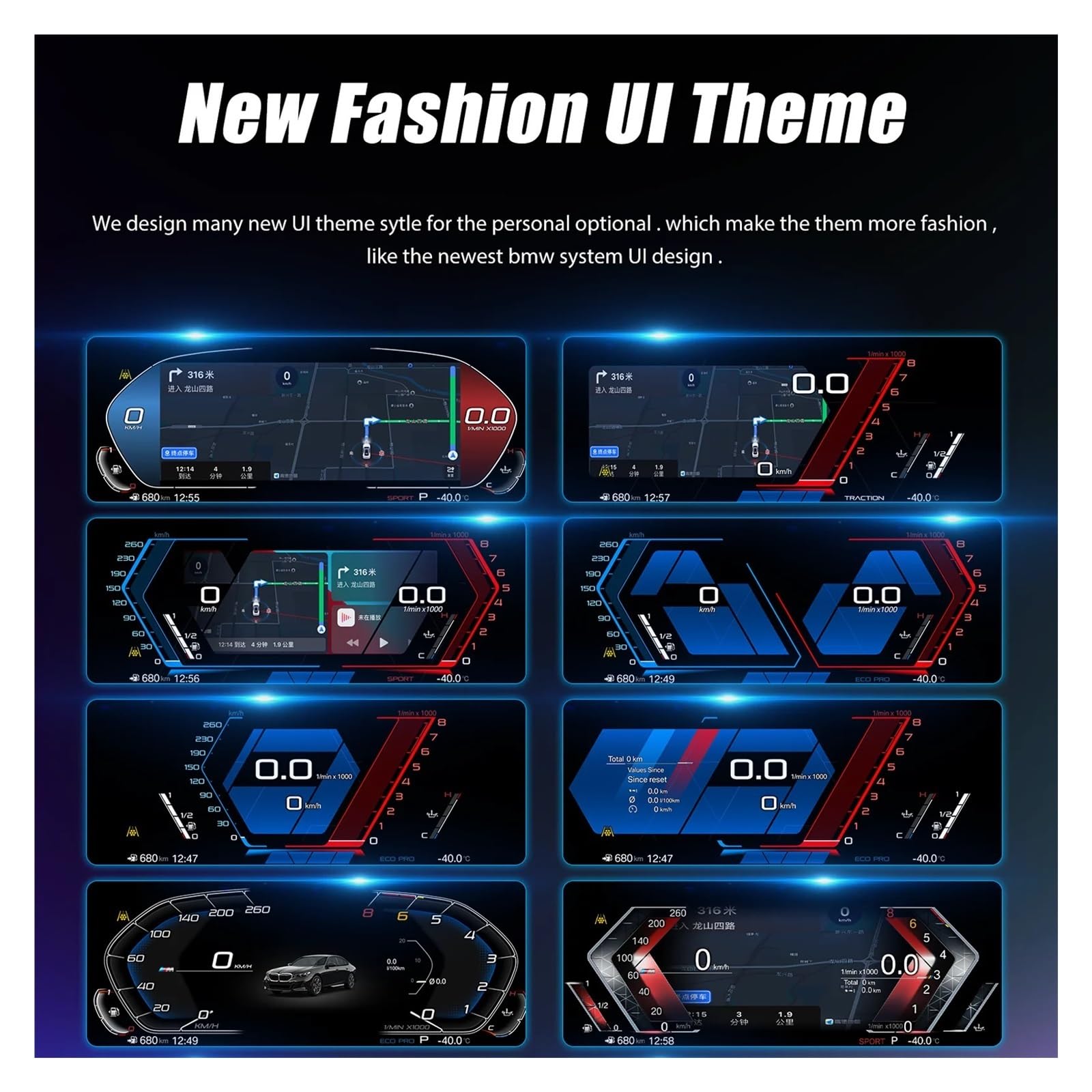 Cruscotto LCD automatico 1920 * 720 compatibile con BMW Serie 3 E90 E91 E92 2005 6 7 8 9 10 11 12 anni Pannello virtuale della cabina di pilotaggio Snelheidsmeter per