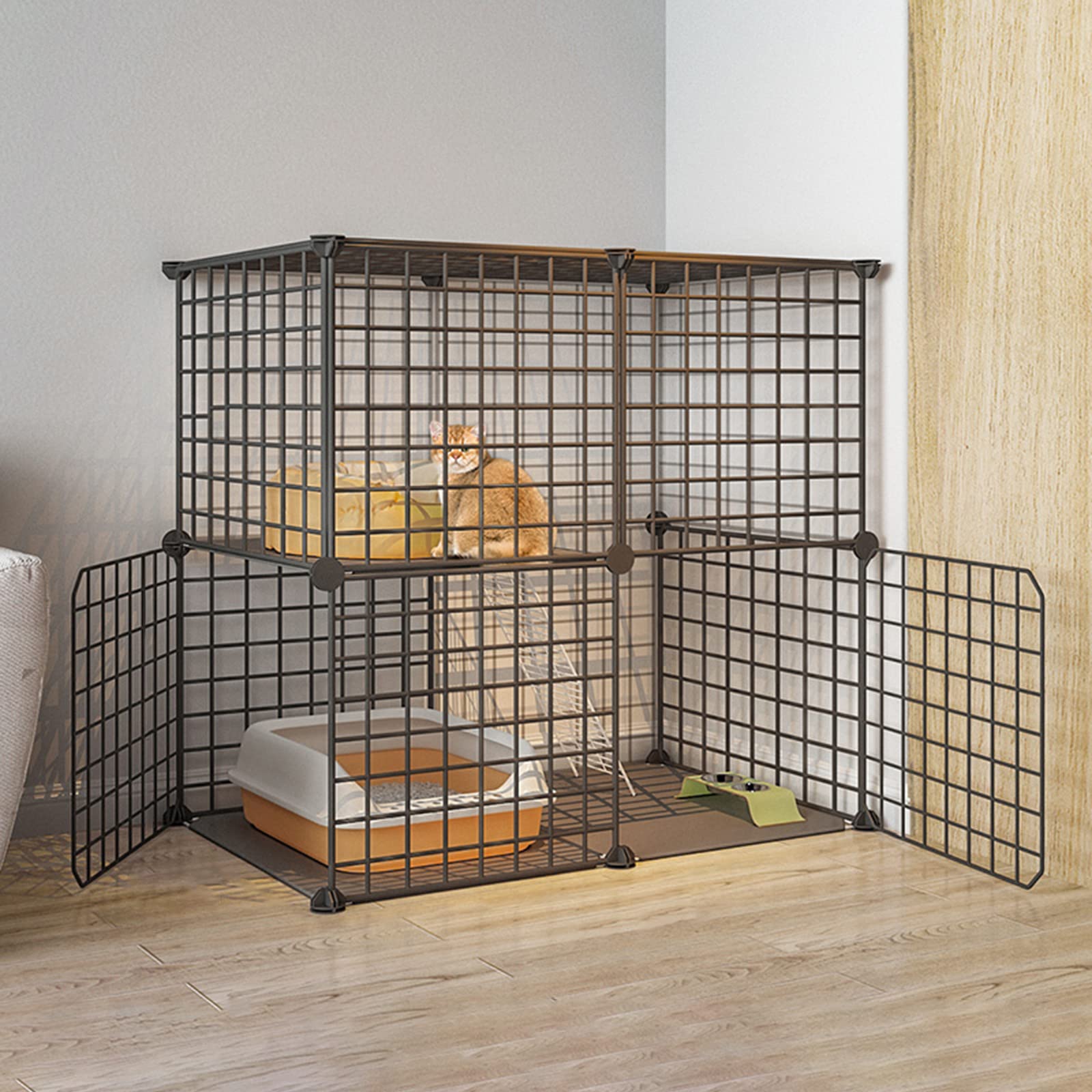 Generico Gabbia per Gatti da Interno di Grandi Dimensioni, Pieghevole, Adatta a Piccoli Animali, in Metallo, Ideale per balconi e balconi (79 * 39 * 73 cm)