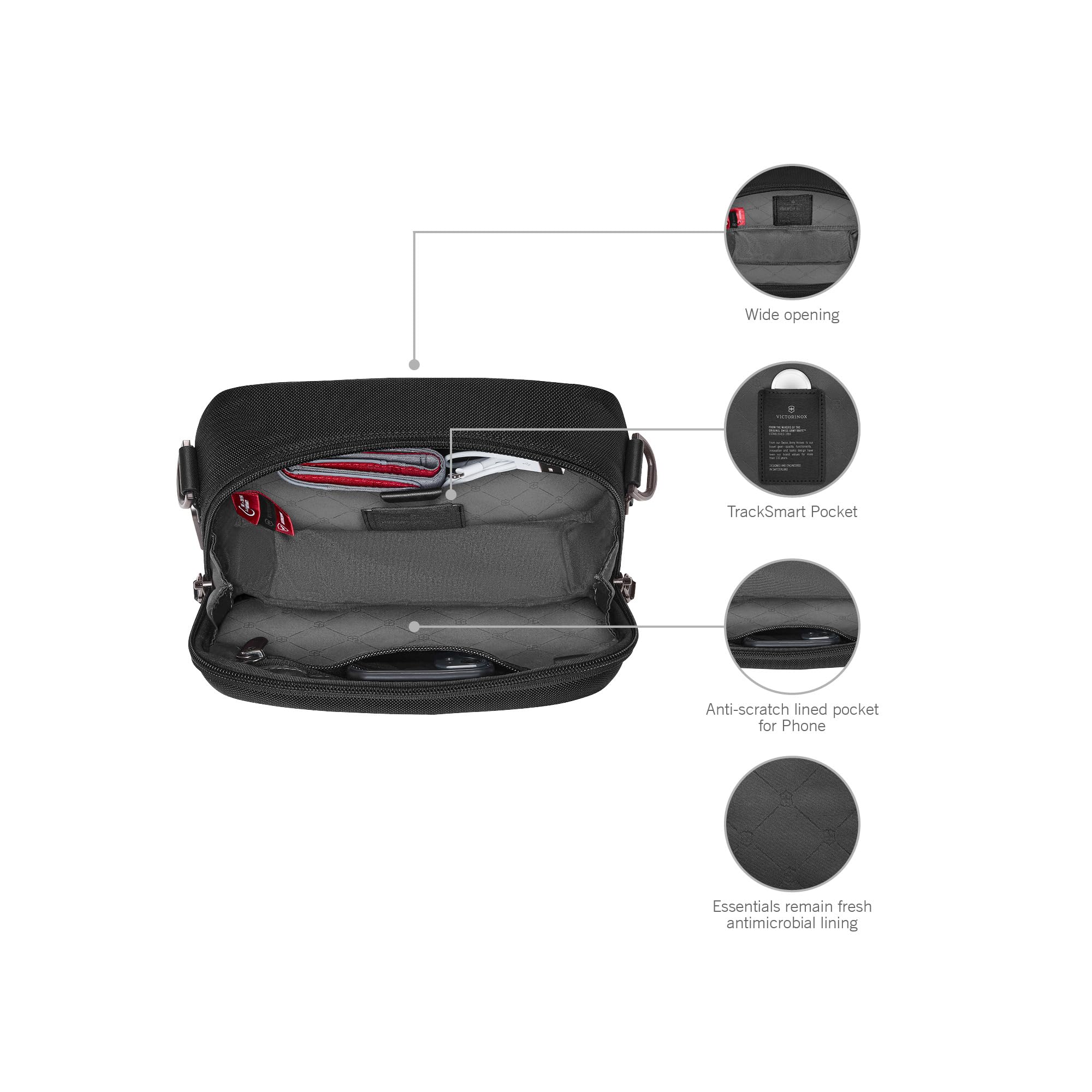 Victorinox Mythic - Bolso bandolera para hombre y mujer, color negro