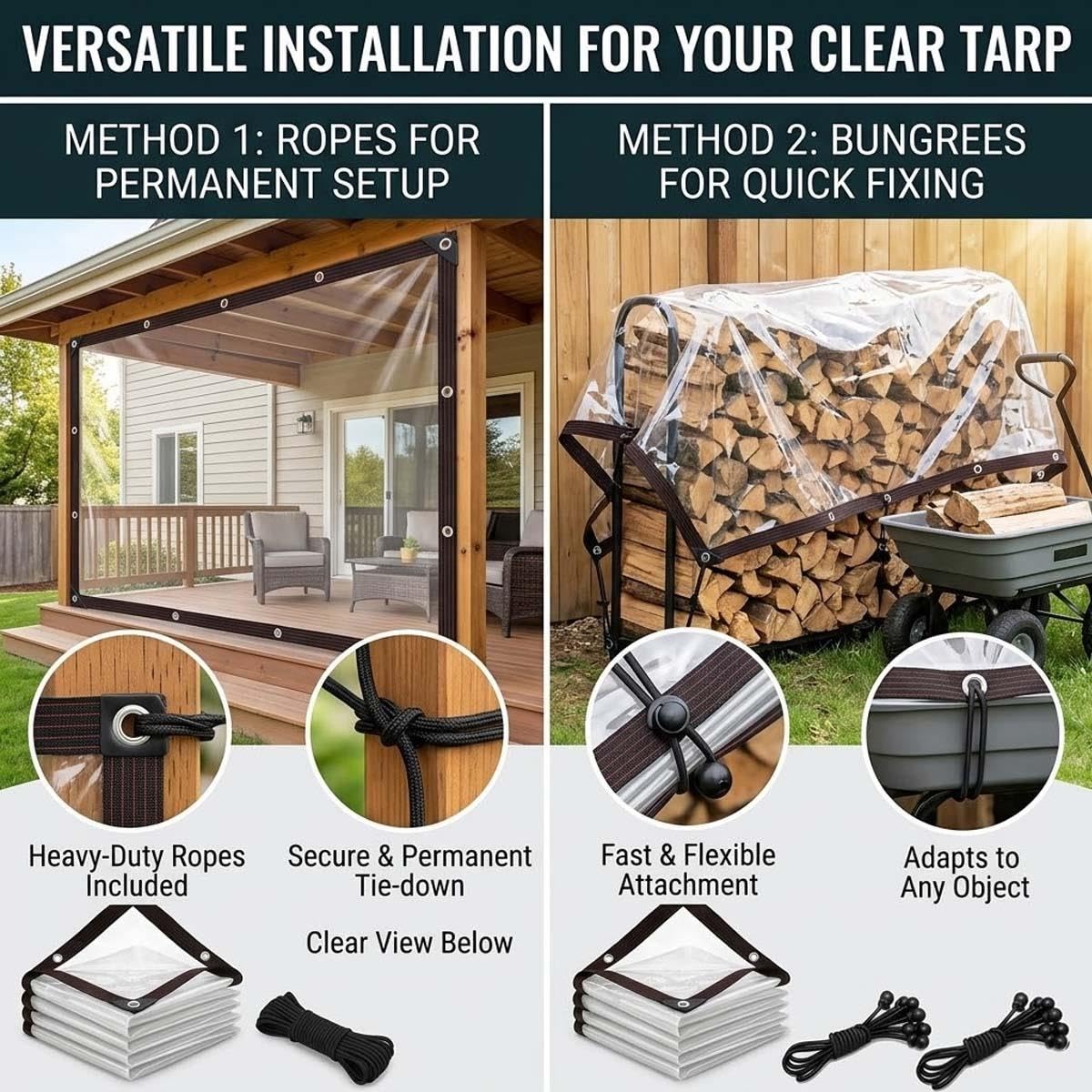 Generico Telo Impermeabile Esterno Trasparente con Occhielli, in PVC 2x3.0m