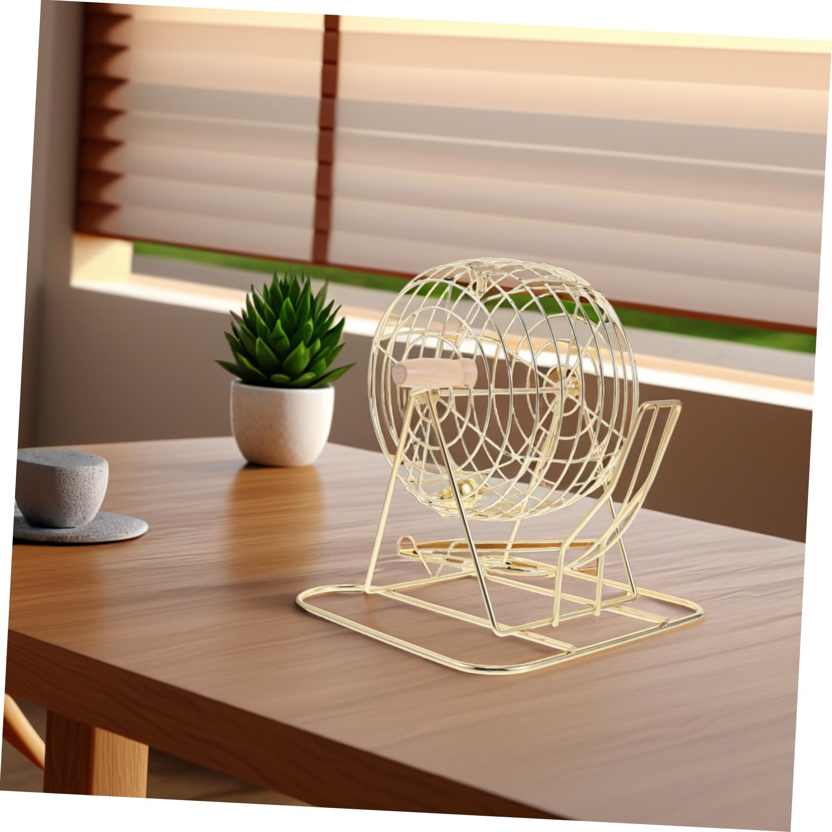 Jaula de Bingo de Hierro Mango de Madera para Niños