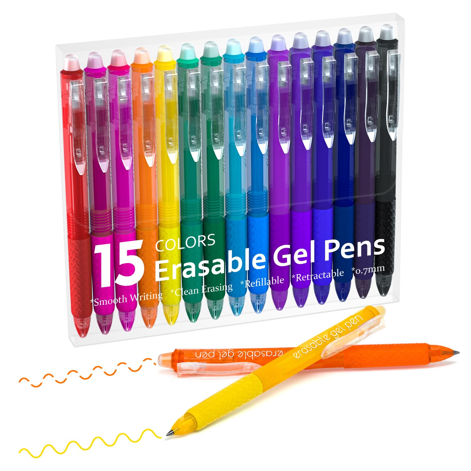 Lineon Erasable Gel Pens 15 Colors Retractable Fine Point